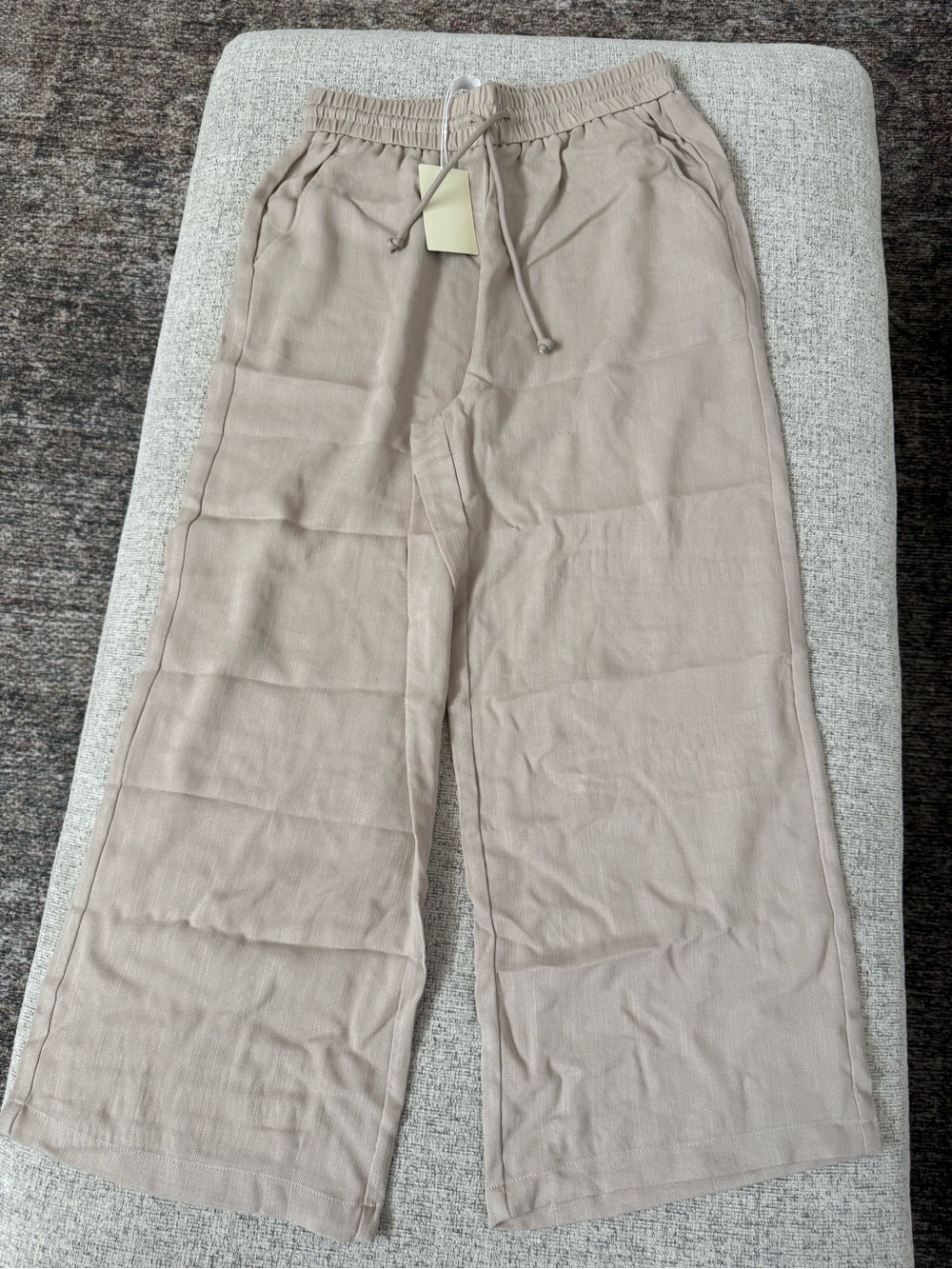 HALARA Neutral Taupe Drawstring Linen Pants